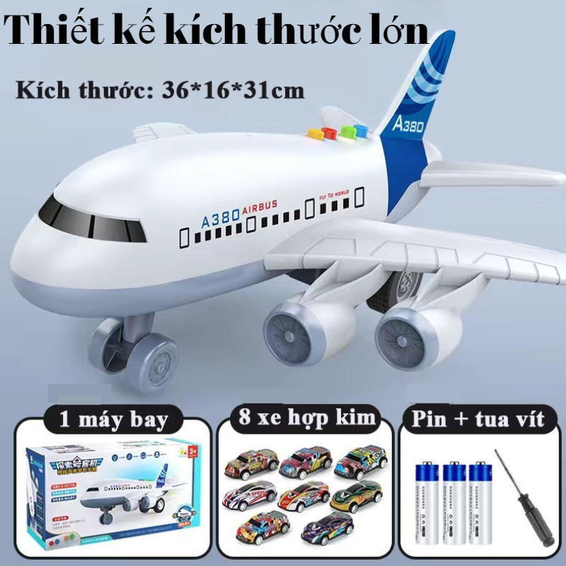 Đồ Chơi Máy Bay Airbus A380, Chất Liệu Nhựa ABS An Toàn, Đèn LED Phát Sáng, Chịu Va Đập, Cho Bé 3-15 Tuổi