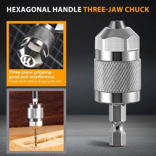 Bộ chuyển đổi Chuck khoan NOOKSTORY, Tay cầm lục giác 1 / 4 Inch Thay đổi nhanh Chuck, Tự săn chắc 1,5-6,5mm Chuôi lục giác 3 chân Chuck Chế biến gỗ
