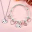 2 Cái / bộ Hello Kitty Charms Vòng Tay Dễ Thương KT Cat Lắc Tay Và Vòng Cổ Cho Nhỏ Tươi Bạn Gái Cặp Đôi Phụ Kiện