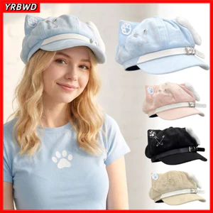 YRBWD Newsboy Cap, Mũ nồi nữ Anime họa tiết mèo, Tai mèo dễ thương Phong cách Nhật Bản Mũ bóng chày ngọt ngào Trang phục hàng ngày