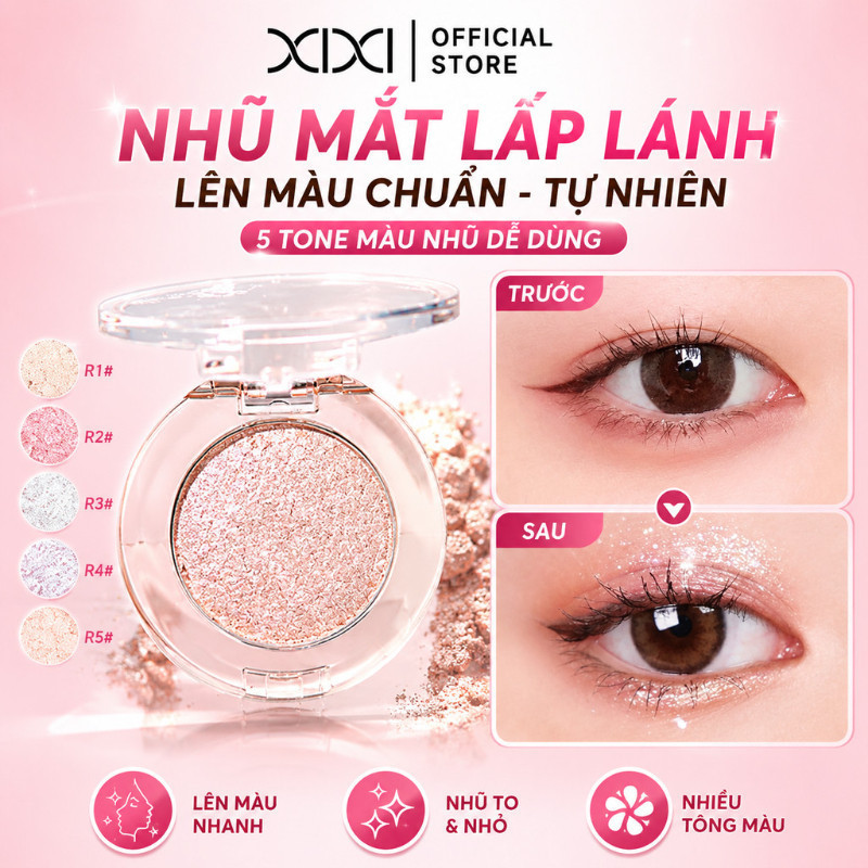 Xixi Phấn Bắt Sáng & Mắt – Ngọc Trai Nhiều Màu, Siêu Mịn, Lâu Trôi, Dễ Tán, Dùng Mặt & Mắt D728