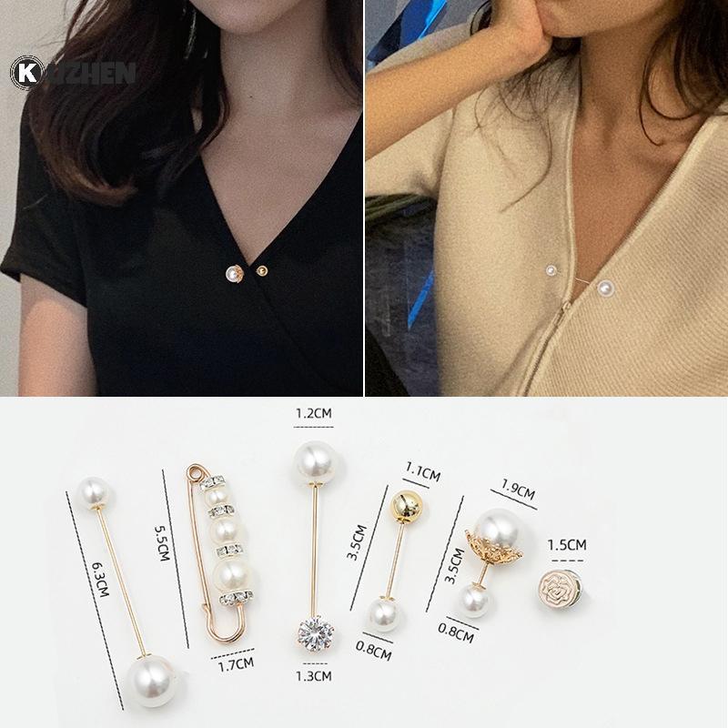 KUZHEN 1 Bộ Quần Áo Thời Trang Thổ Cẩm Điều Chỉnh Eo Cho Nữ Ngọc Trai Ve Áo Pin Áo Len Đầm Trâm Cài Huy Hiệu Bule DIY Phụ Kiện HOT
