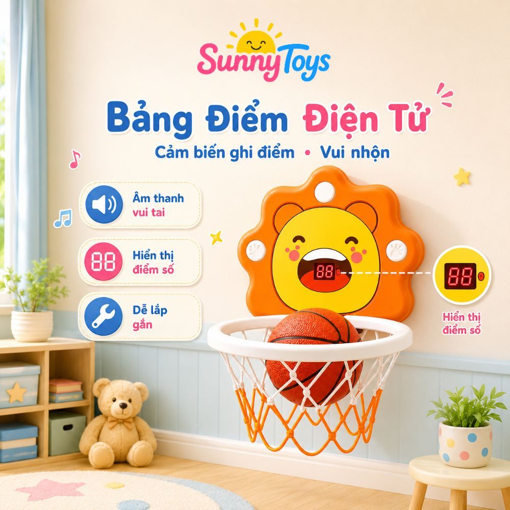 Đồ Chơi Bóng Rổ Tính Điểm SunnyToys - Bé Ném Bóng Vui Nhộn, Vận Động Ngay Tại Nhà