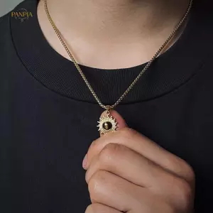 PNPIA- Dây chuyền thép không gỉ đơn giản Nelace Hip Hop Hình học Hướng dương Mặt dây chuyền Choker Nam Trang sức