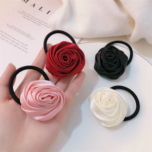 Pháp Satin Hoa Hồng Dây Buộc Tóc Đuôi Ngựa Dây Buộc Tóc Tính Khí Ngọt Ngào Cá Tính Retro Cao Cấp Cao Cấp Dây Buộc Tóc Phụ Kiện Tóc