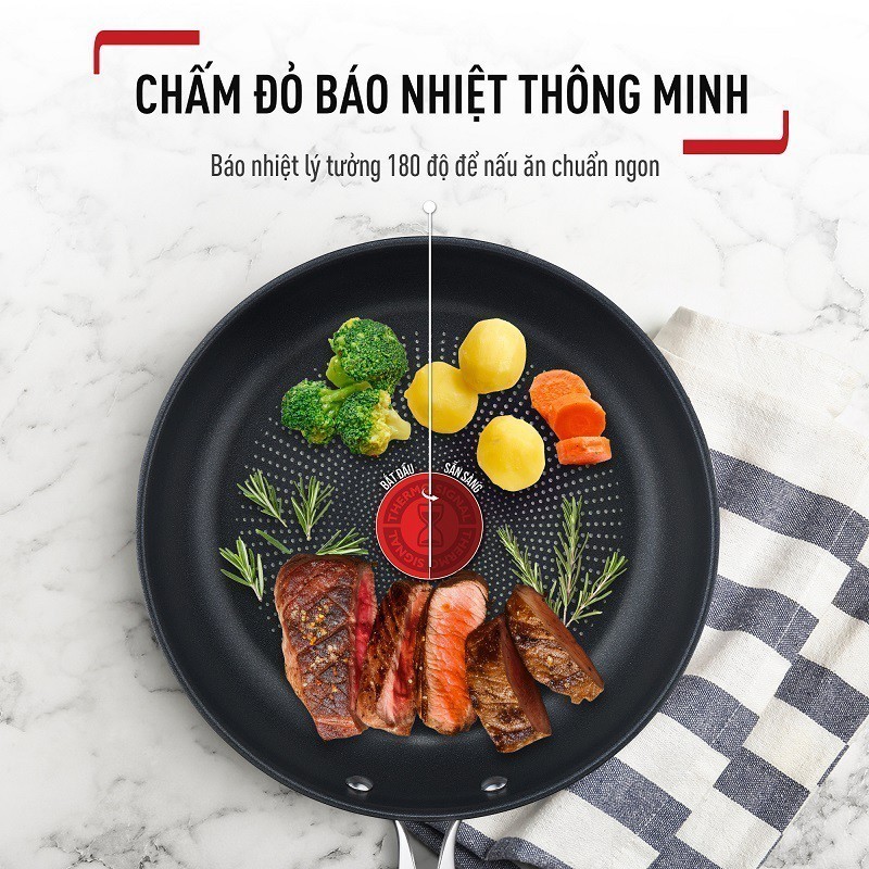 Chảo Chiên Inox Chống Dính Tefal Duetto Plus 24/26/28cm Dùng Bếp Từ Titanium Chính Hãng