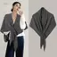 PNPIA- Khăn choàng nữ mùa đông quấn Cardigan Cape Wool Blend Khăn choàng tam giác được Thiêned với vai ấm áp dệt kim