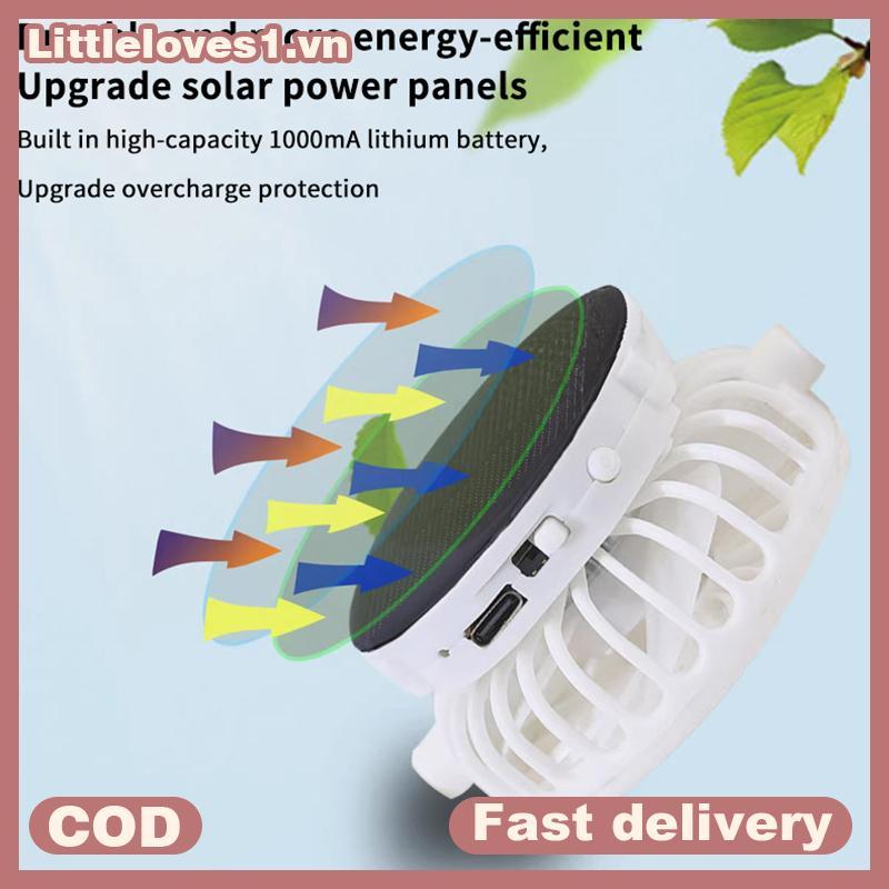 Littleloves1 Mũ ngoài trời nam có quạt bảng điều khiển năng lượng mặt trời Vành rộng chống tia cực tím Mũ chống nắng để làm vườn và câu cá VN