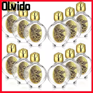 Bình Nước Thánh Công Giáo OLVIDO, 0,5 Floz có Nắp Tôn Nổi Chai Nước Thánh, Đức Mẹ Guadalupe Mô tả Rước Lễ Vàng Chai Nước Thánh Trống