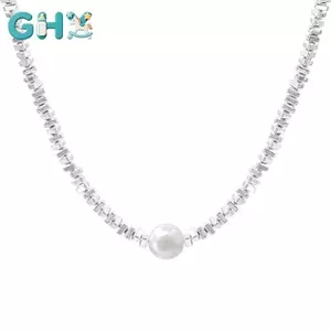 GHX Bạc Gãy Ngọc Trai Mặt Dây Chuyền Nelace Opal Dây Xích Sáng Bóng Nữ Tính Khí Trang Sức Choker Nelace Trang Sức Cưới Quà Tặng Sinh Nhật VN