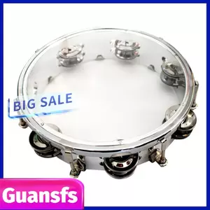 Guansfs Nhạc cụ trẻ em Chuông cầm tay có thể điều chỉnh bằng kim loại Tambourine Thiết kế nhẹ để biểu diễn giáo dục sớm (8in Silver)