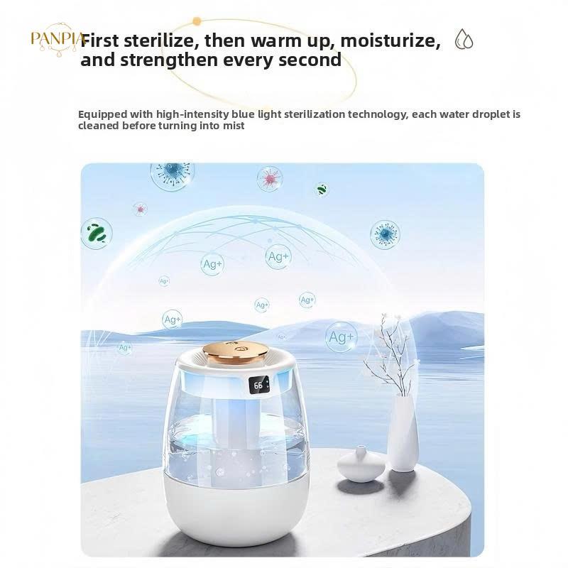 PNPIA- Máy tạo độ ẩm để bàn gia đình Hoạt động siêu yên tĩnh Vòi phun kép Máy tạo sương mát cho phòng ngủ Phòng khách Sử dụng tại nhà