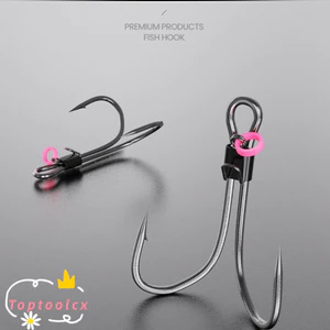 TOPTOOLCX 5 Móc Mồi Tôm Sống, Móc Đôi Wacky Giun Không Cỏ Thép carbon Cao Cấp Fishhook, Pickerel Mềm Giun 3 Kích Thước Móc Câu Cá Biển