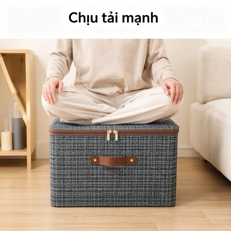 Hộp đựng quần áo bằng vải chống bụi, có thể gấp gọn, có khóa kéo, đa chức năng, thích hợp để dưới gầm giường.