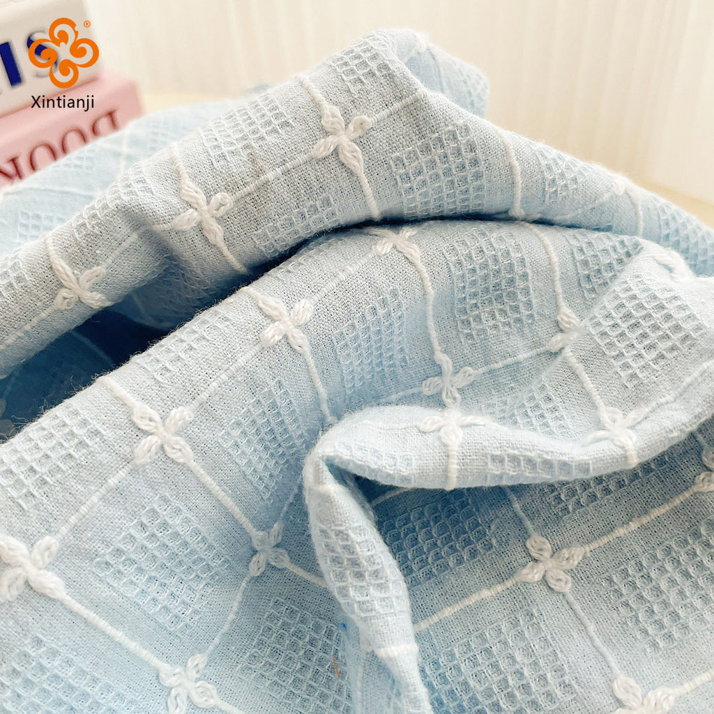 Waffle Jacquard DIY Vải Cotton Polyester Cho Búp Bê Quần Áo Nữ Đầm May Chất Liệu Túi Xách Tóc Scrunchies