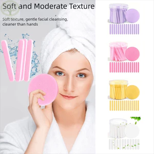 AMLU 50 Cái / bộ Miếng Bọt Biển Rửa Mặt, Miếng Bọt Biển Đóng Hộp Da Mịn, Miếng Lót Cotton Làm Sạch Mặt Dùng Một Lần Nén Cho Mọi Loại Da