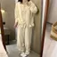 Đồ ngủ phong cách công chúa dễ thương tay dài mùa xuân thu bộ đồ mặc nhà ngọt ngào vải cotton họa tiết đám mây cho nữ