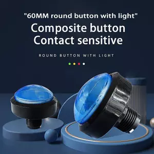 1 Nút Arcade 60mm Đèn LED tròn lớn được chiếu sáng bằng Microswitch cho các bộ phận máy trò chơi Arcade DIY 12V 32A Công tắc đèn vòm VN