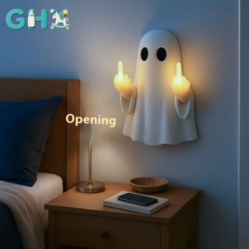 GHX 3D Ngón Giữa Dễ Thương Ma Đèn Ngủ Halloween Nhựa Ma Các Bức Tượng Ngộ nghĩnh Dễ Thương Cho Gia Đình Prank Quà Tặng 2025 Trang Trí Halloween VN