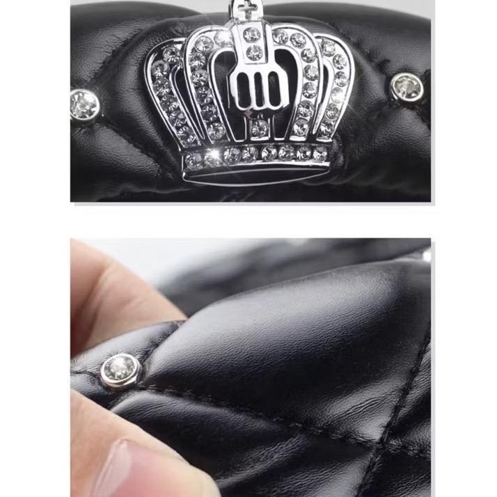 Bọc vô lăng da cao cấp vương miện đính đá size 38 cho ô tô 4-5-7-16 chỗ