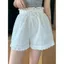 Phong cách Hàn Quốc Mùa hè Phong cách mới Nấm viền eo thun họa tiết rỗng quần short chữ a thông thường