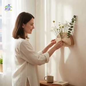 Kệ trồng cây treo tường bằng gỗ bán tròn Giá đỡ hoa bằng gỗ tự nhiên Trang trí nội thất