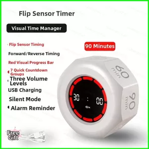 Đồng hồ bấm giờ lật thông minh YB2 để tập trung học tập và nhiệm vụ hàng ngày Màn hình kỹ thuật số LCD cảm biến trọng lực trực quan