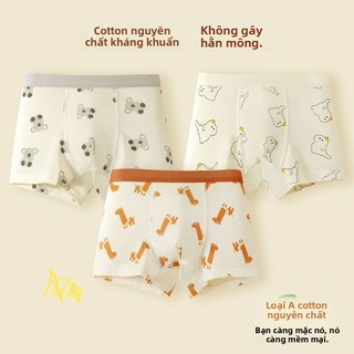 Quần lót bé trai cotton A kháng khuẩn - Quần đùi boxer tinh chải mềm mại 2 lớp thoáng khí