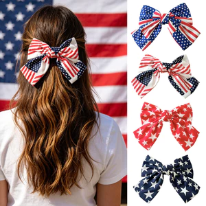 Ngày Độc Lập Vừa Hai Lớp Nơ Tóc Cờ Mỹ Streamer Mùa Xuân Kẹp Tóc Ngày Lễ Trang Phục Phụ Kiện Tóc 6.19 NR6O