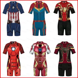 BH2 Spiderman Iron Man Captain America Đồ bơi tay ngắn Đồ bơi một mảnh Bộ đồ bơi trẻ em HB2