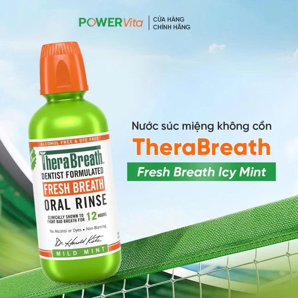Nước Súc Miệng TheraBreath Mild mint Vị Bạc Hà Dịu Nhẹ Màu Xanh Lá Cây - 473ml