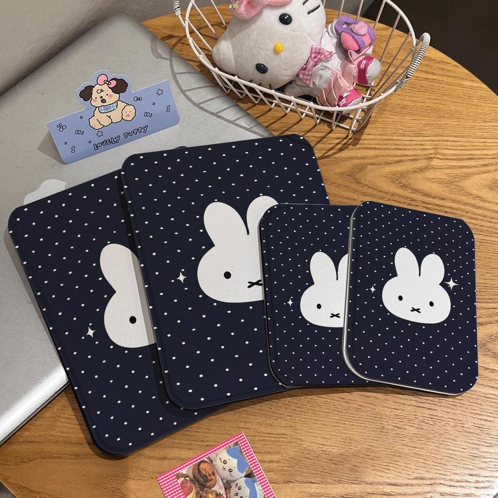 Gương gấp mini họa tiết thỏ Miffy nền đen chấm trắng gương mini