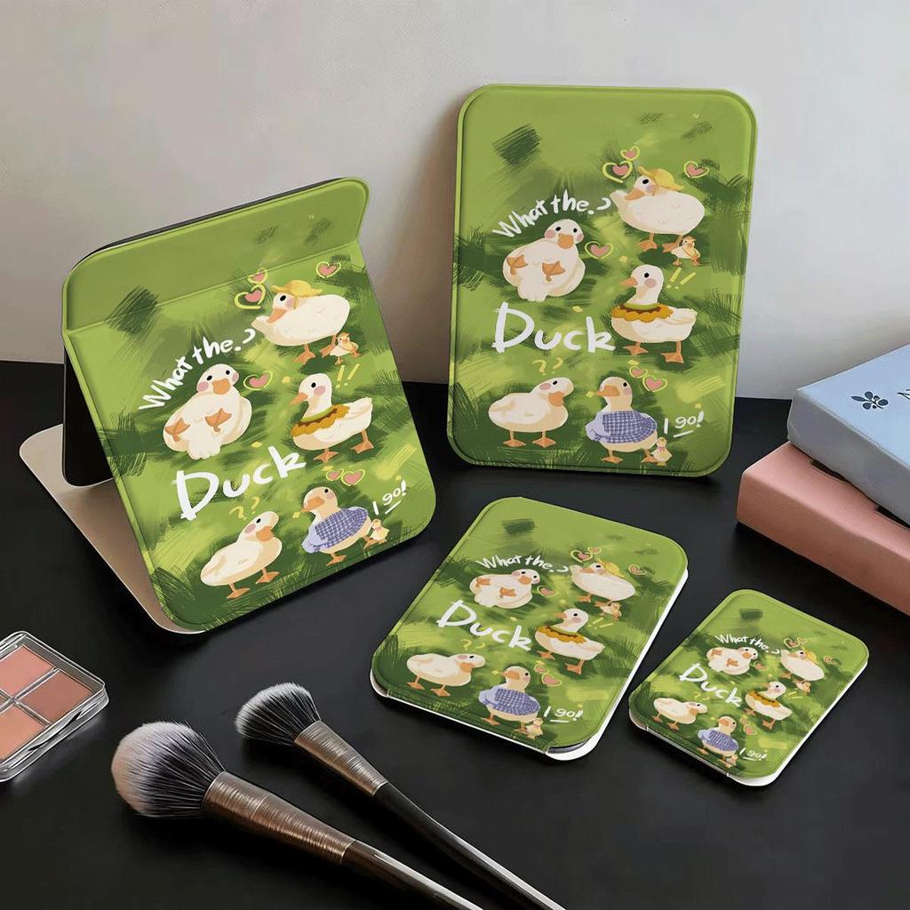 Gương gấp mini họa tiết vịt con xanh lá cute gương cầm tay đi biển