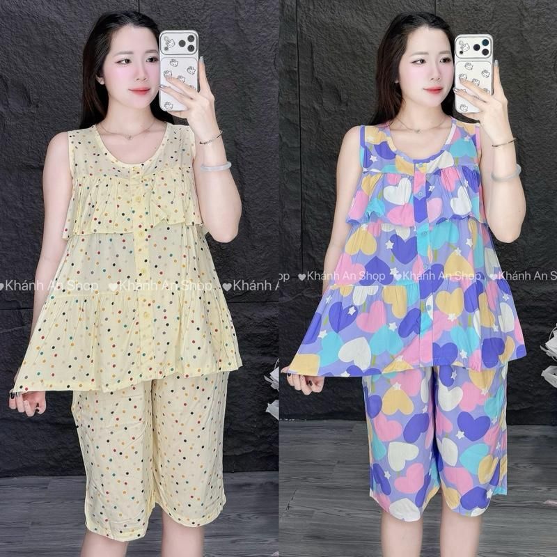 Tole I1 KA192 - Đồ Bộ Tole Lanh Nữ Áo Sát Nách Quần Lửng Size 40-75kg