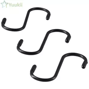 YUUKII 12 Móc Kim Loại S, Móc S Phủ Vinyl Màu Đen 8cm, Sắt Bề Mặt Mịn Hạng Nặng S Móc Tủ Quần Áo
