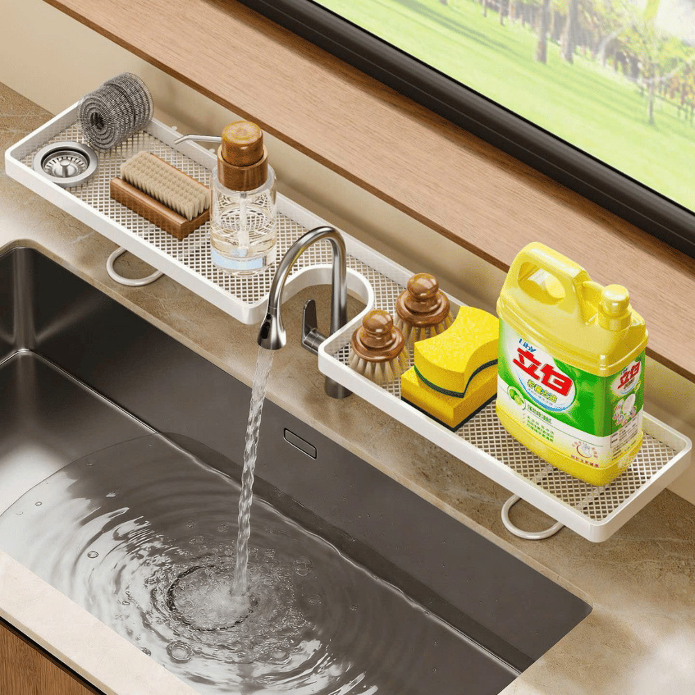 Kệ Để Bồn Rửa Bát, Kệ Để Đồ Rửa Chén HOMIE, Giá Để Mỹ Phẩm Rãnh Chữ U Tiện Dụng, Chống Gỉ, Bền Đẹp