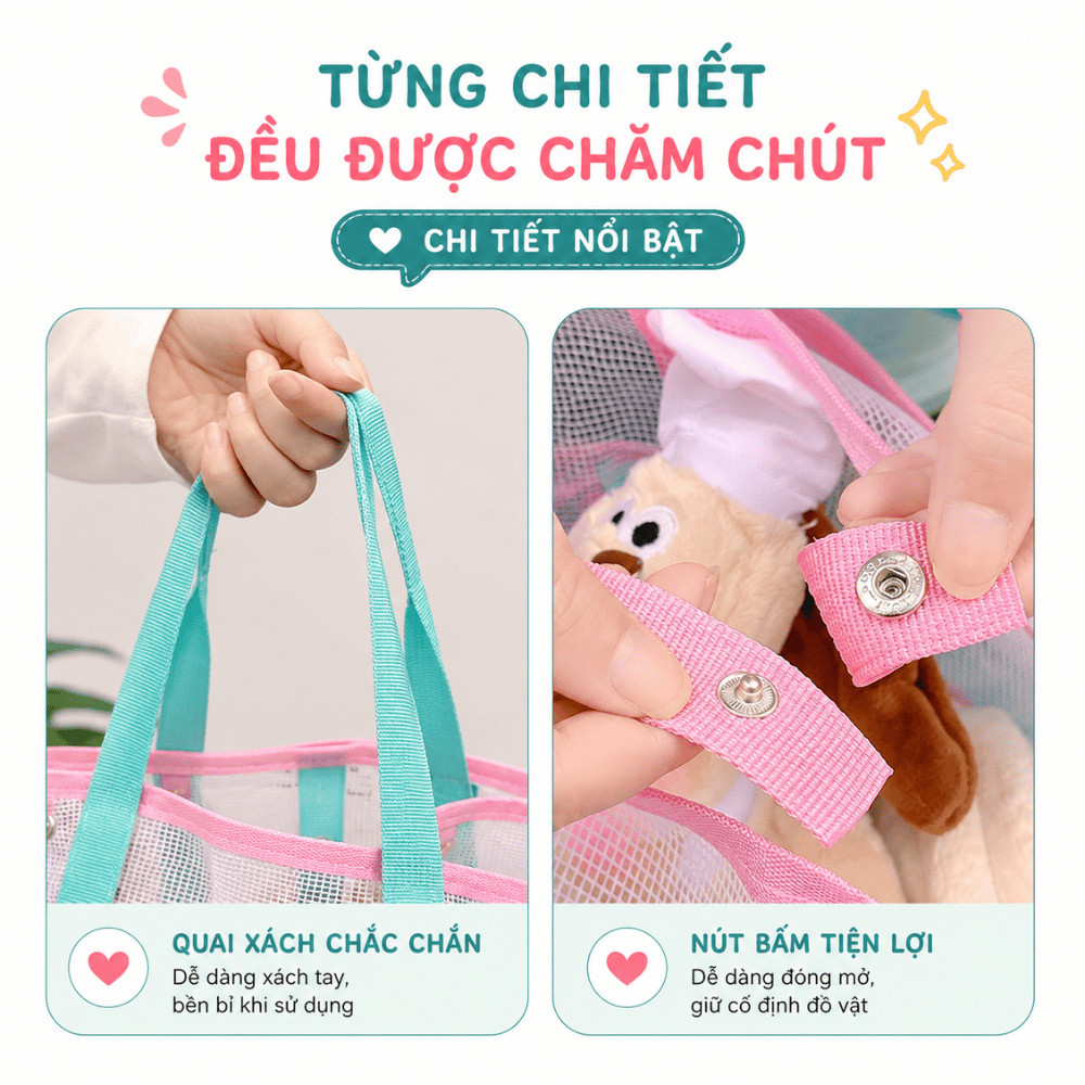 Túi Lưới Du Lịch Đa Năng Nhiều Ngăn Form To HOMIE, Túi PVC Siêu Nhẹ Chống Thấm Đi Biển, Đi Bơi
