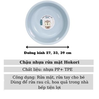 chậu nhựa cho bé hokori, chậu rửa mặt nhựa Việt Nhật màu pastel xinh xắn 2520