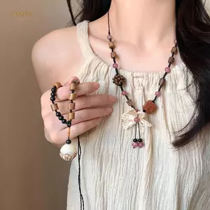 PNPIA- Phong Cách Dân Tộc Bồ Đề Hoa Nelace Cho Nữ Bé Gái Dài Dệt Hoa Áo Len Dây Chuyền Trang Sức Thời Trang Phụ Kiện Quà Tặng Sinh Nhật