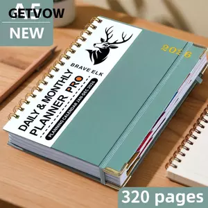 Sách lịch trình GETVOW 2026, Sách chương trình nghị sự nhắc nhở kế hoạch A5, Danh sách việc cần làm PU có họa tiết di động Brave Nai sừng tấm Công cụ lập kế hoạch hàng ngày Học sinh