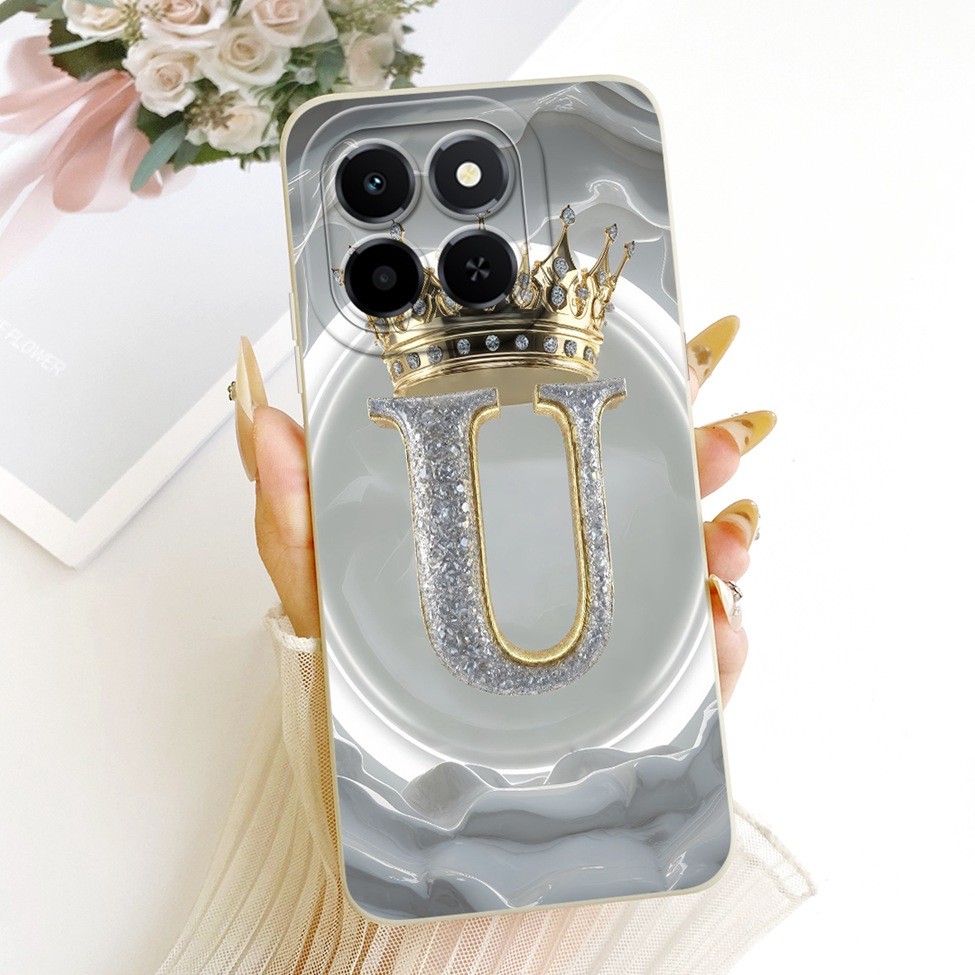 Dành Cho Honor X6c Ốp Lưng Thẩm Mỹ Cao Cấp Chữ Cái Thời Trang Vương Miện 2D Vỏ Sơn NIC-LX1 NIC-LX2 NIC-LX3