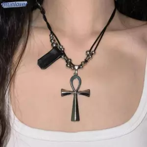Bluelover Y2K Retro Kim Loại Chữ Thập Mặt Dây Chuyền Nelace Cho Nữ Cô Gái Punk Gothic Dây Áo Len Dài Dây Chuyền Thời Trang Trang Trang Sức Quà Tặng Mới