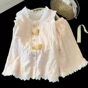 Bé gái (90-160) Bộ đồ ngủ Cotton mùa hè Quần short thông thường + Áo Vest không tay ngọt ngào hoạt hình