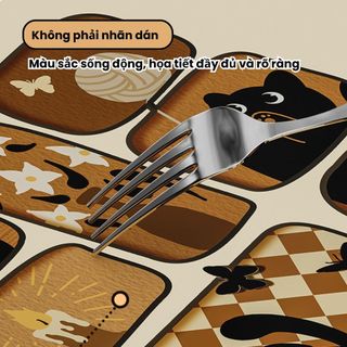 Thùng Đựng Rác 13L Họa Tiết Mèo Dễ Thương Có Bánh Xe, Nắp Đậy Chống Mùi Phong Cách Nhật Bản