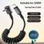 Cáp dữ liệu sạc siêu nhanh Type C / USB sang Type C 100W 90° Thiết kế khuỷu tay Cáp dữ liệu sạc lò xo đàn hồi cao có thể co giãn
