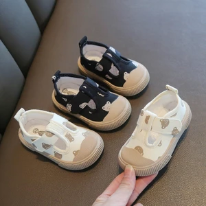 Giày Vải Cho Bé Tập Đi Họa Tiết Gấu Dễ Thương Đế Mềm TPR Chống Trượt Dán Velcro Tiện Lợi ✨Bubblu30.vn✨