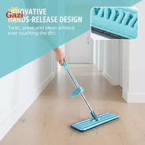 Cây lau nhà sàn phẳng Bóp cây lau nhà tự do làm sạch sàn Cây lau nhà Tấm lót sợi nhỏ Cây lau nhà lười Sử dụng ướt hoặc khô Dụng cụ làm sạch nhà cửa [VN]
