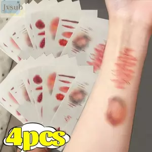 JVSUB 1 / 4 Hình xăm tạm thời bầm tím vết thương, Nhãn dán hình xăm sẹo mắt cá chân Cosplay lâu trôi, Hình xăm giả thực tế chống nước