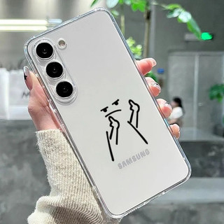 Người vẽ đường nét đơn giản sáng tạo Thích hợp cho Ốp lưng trong suốt Samsung Silicon mềm S25 A03 A12 A265G A555G S22 S24FE A355G A164G A05 S23 Chống rơi toàn diện
