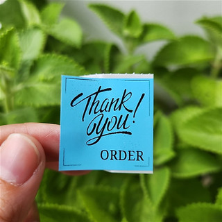 Sét 50 Tem cảm ơn, quay clip, openme màu xanh dương có sẵn keo kích thước 3x3cm